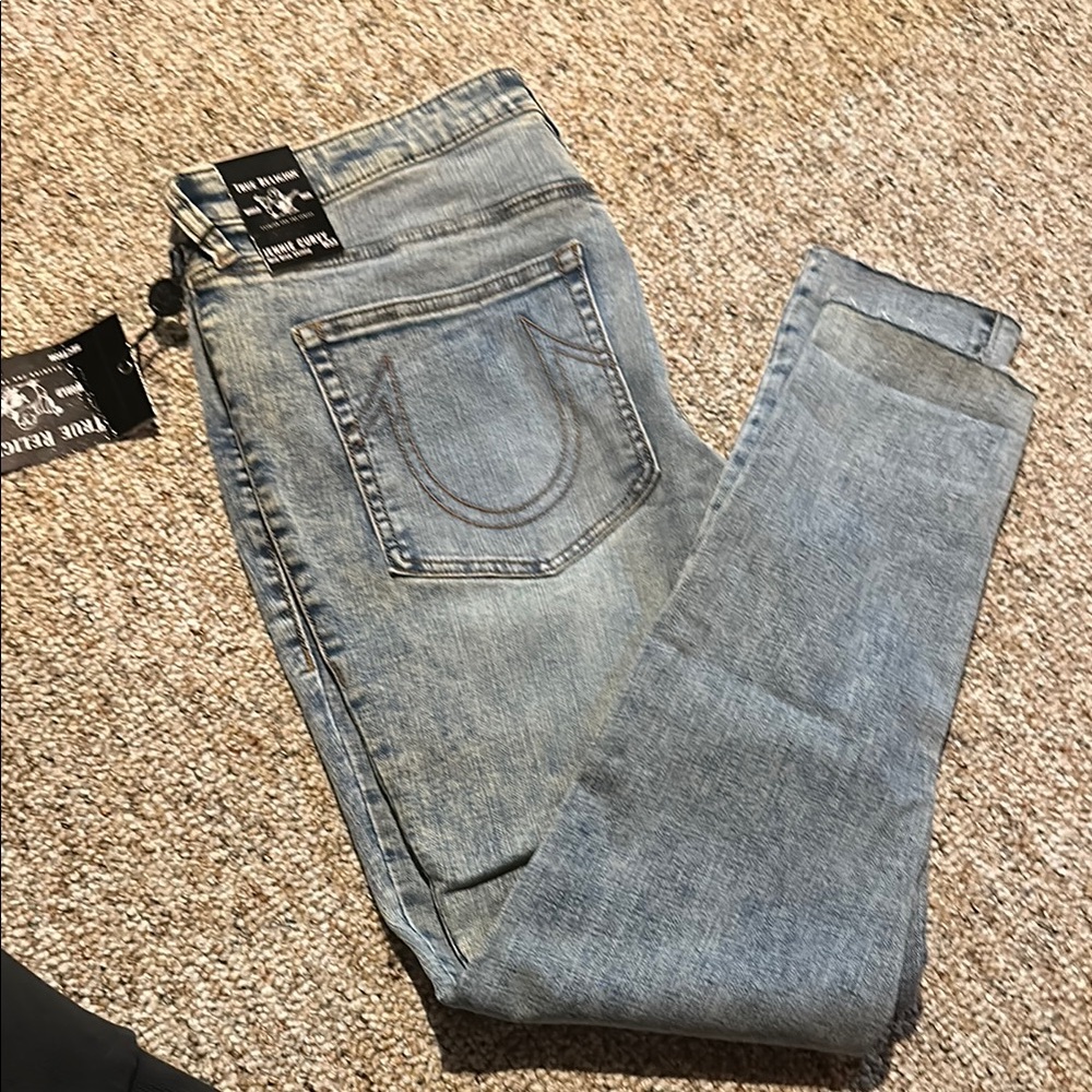 True Religion Blue Mid Rise Skinny Jeans Classic Style Jennie Curvy World Tour N
